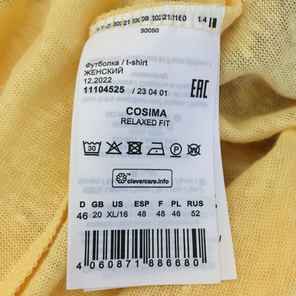 Olsen Cosima Media Sun-Yellow Relaxed Fit 100% Linen Tunic T-Shirt - Picture 11 of 12